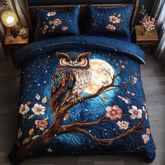 Owl Wisdom 3-Piece Quilted Bedding Set NCU0DK8343