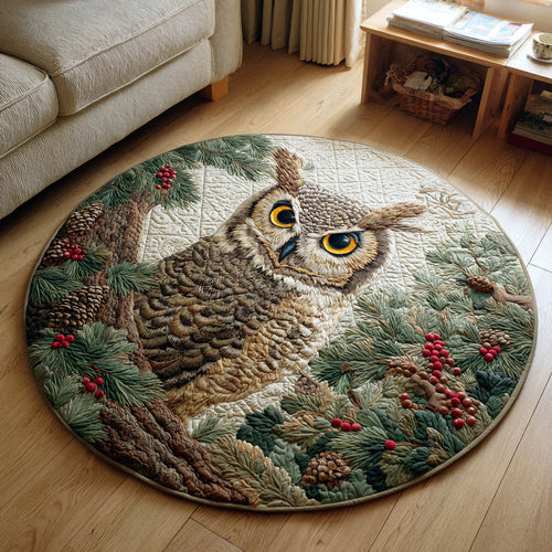 Owl Woods Quilted Round Mat NCU0HH1381