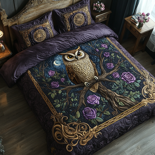 Owlchemy 3-Piece Quilted Bedding Set NCU0DV3265