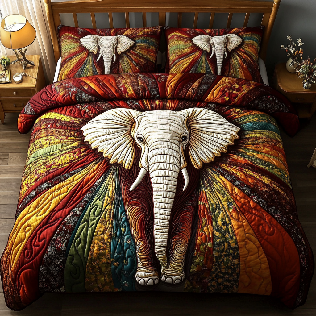 Pachyderm Paradise 3-Piece Quilted Bedding Set NCU0VH2512