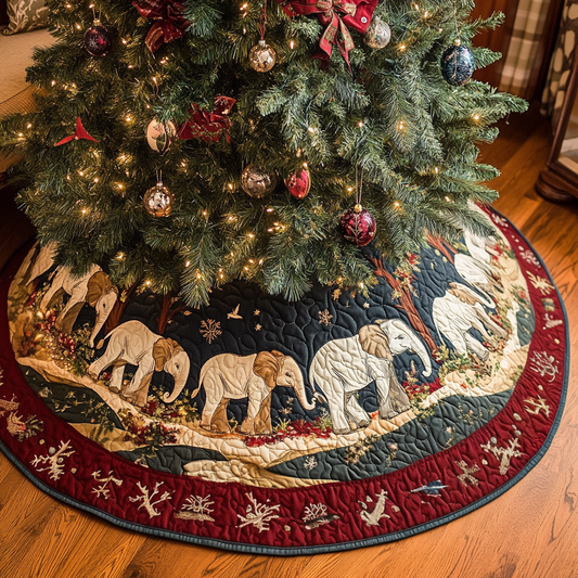 Pachyderm Party Christmas Quilted Tree Skirt NCU0VH1213
