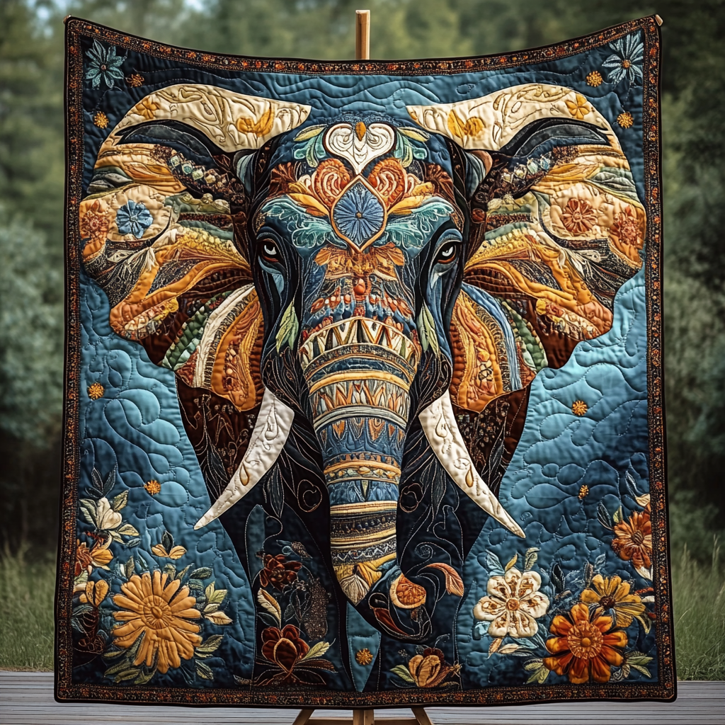 Pachyderm Patterns Quilted Blanket NCU0DK3395