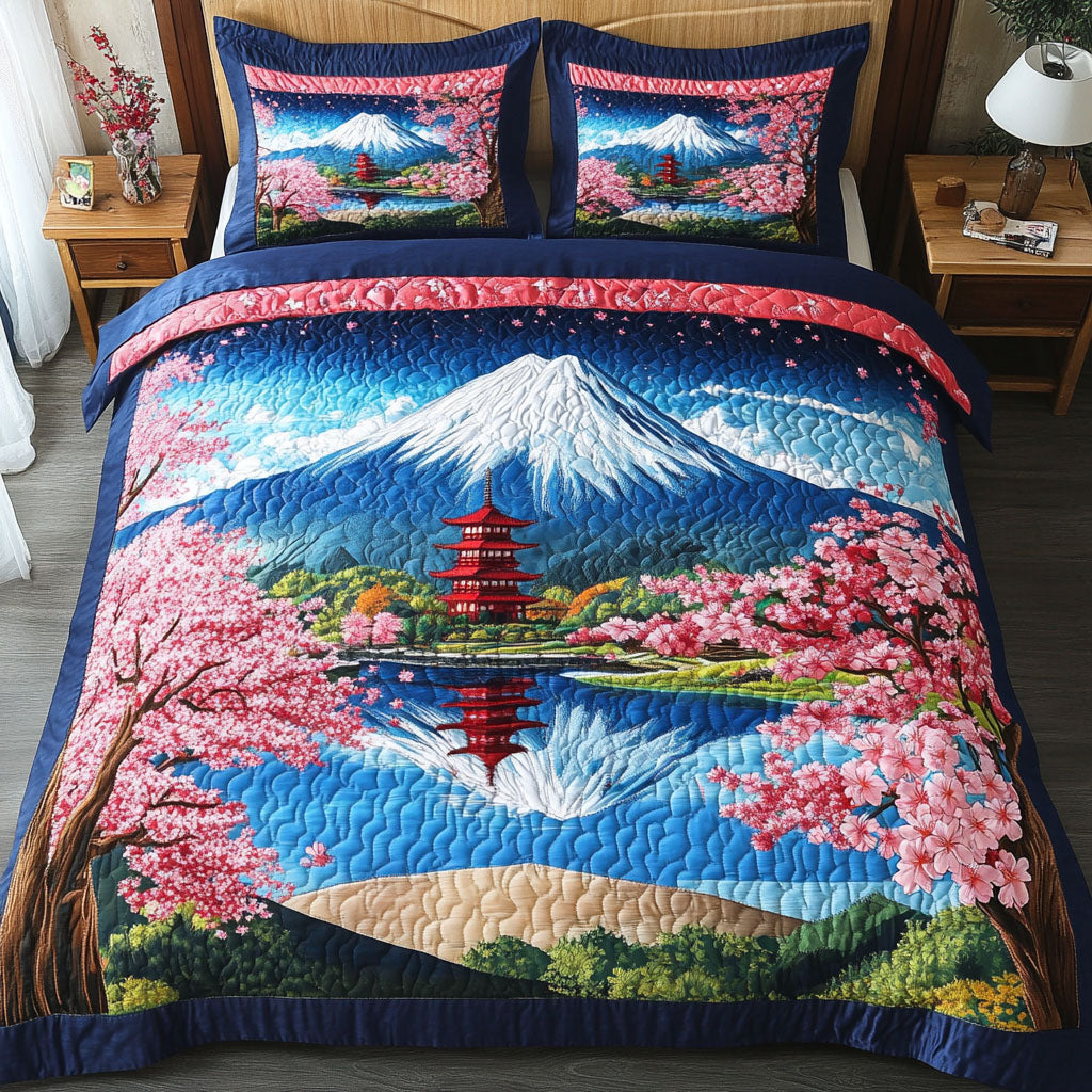 Pagoda Bloom 3-Piece Quilted Bedding Set NCU0NT7299