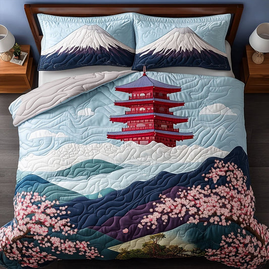 Pagoda Dreams 3-Piece Quilted Bedding Set NCU0PT6695