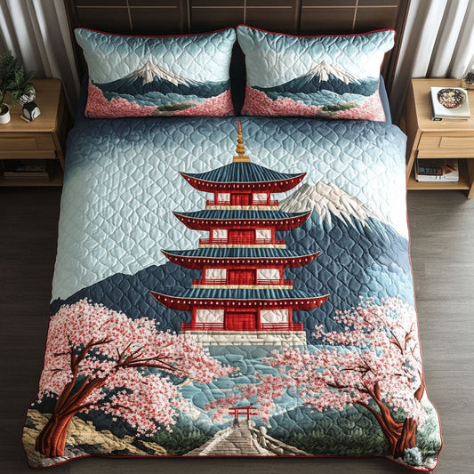 Pagoda Pathway 3-Piece Quilted Bedding Set NCU0PT6696