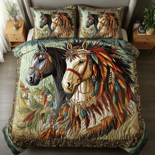 Painted Hooves 3-Piece Quilted Bedding Set NCU0VH5085