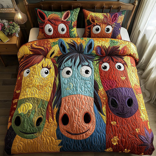 Painted Ponies 3-Piece Quilted Bedding Set NCU0DV7334