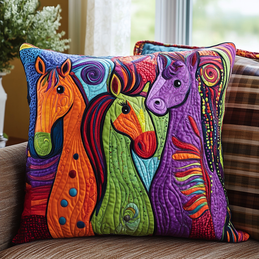 Painted Ponies Quilted Pillow NCU0VH238