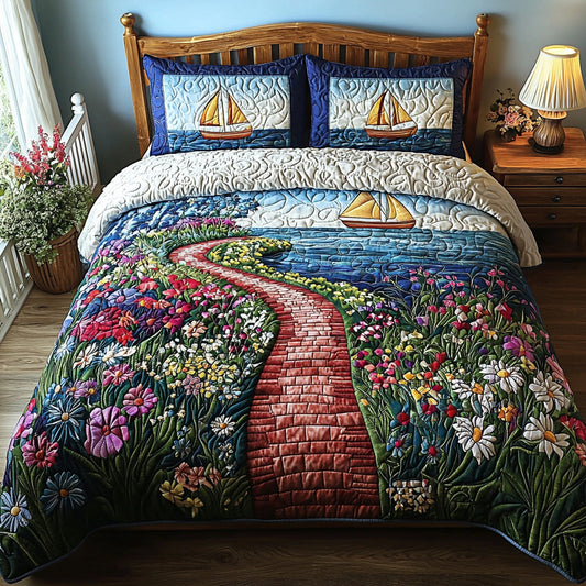 Painted Sails 3-Piece Quilted Bedding Set NCU0DV6832