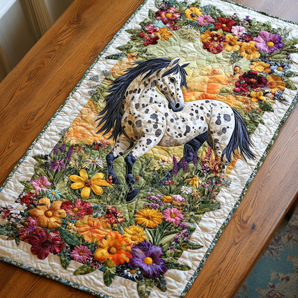 Painted Steed Quilted Table Runner NCU0DK6596