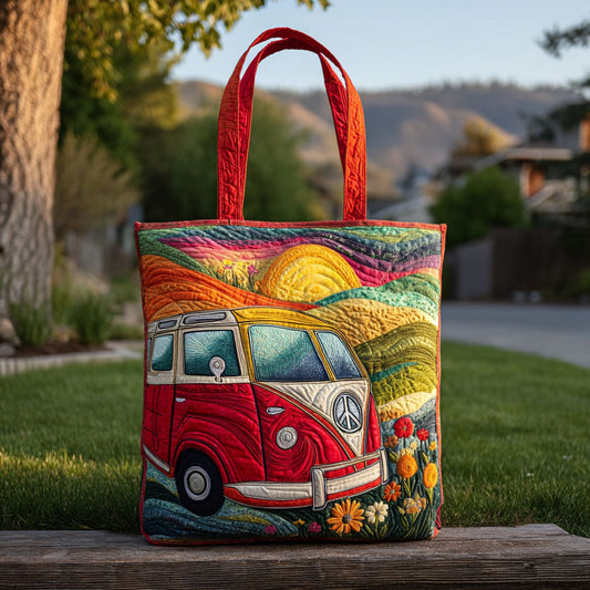 Painted Van Paradise Quilted Tote Bag NCU0PT8230