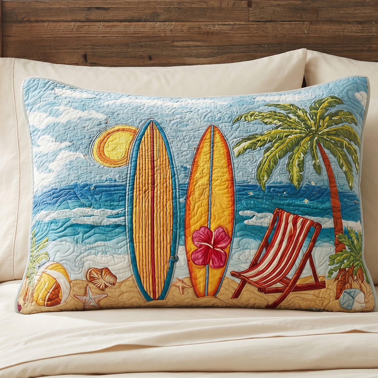 Palm Escape Quilted Bedding Pillow Case NCU0NT12642