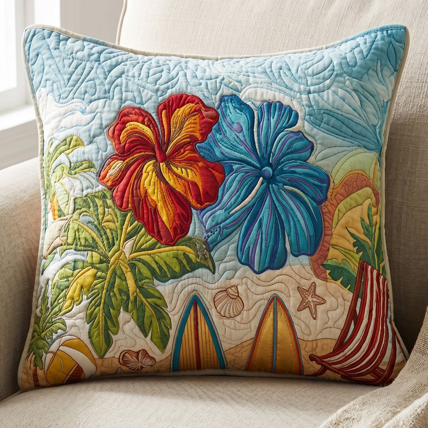 Palm Escape Quilted Pillow Case NCU0NT12642