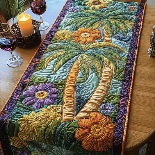 Palm Bliss Quilted Table Runner NCU0VH4895