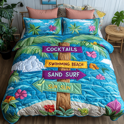 Palm Dreams 3-Piece Quilted Bedding Set NCU0VH4256