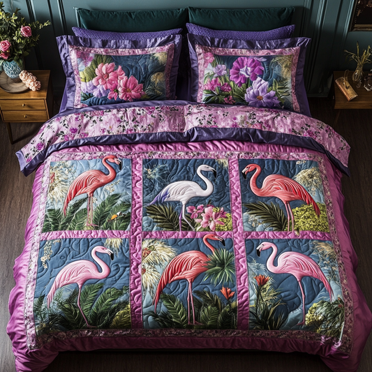 Palm Elegance 3-Piece Quilted Bedding Set NCU0VH5594