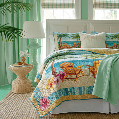Palm Escape 3-Piece Quilted Bedding Set NCU0TD2601