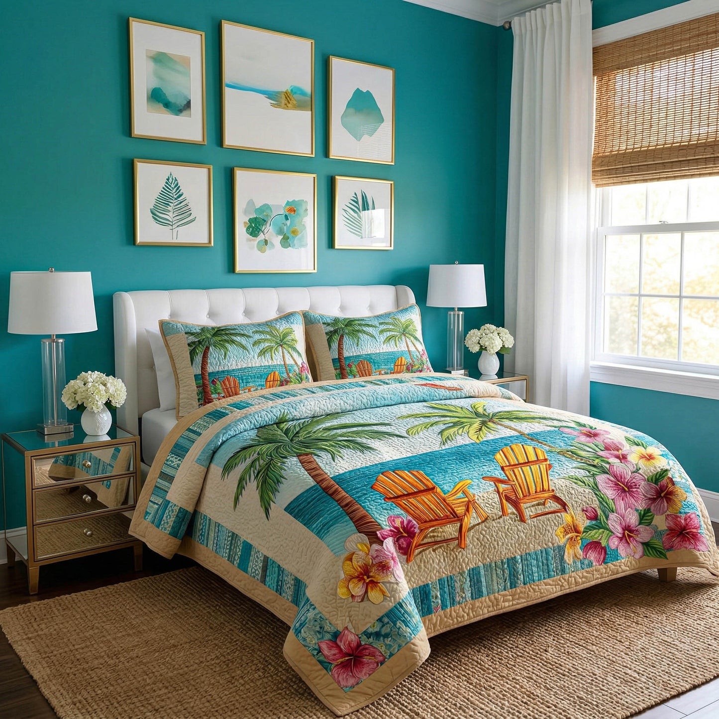 Palm Escape 3-Piece Quilted Bedding Set NCU0TD2601