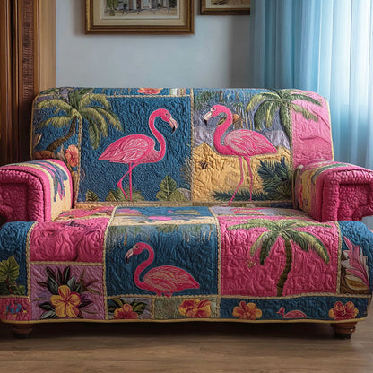 Palm Flamingo Quilted Sofa Cover NCU0TD2205
