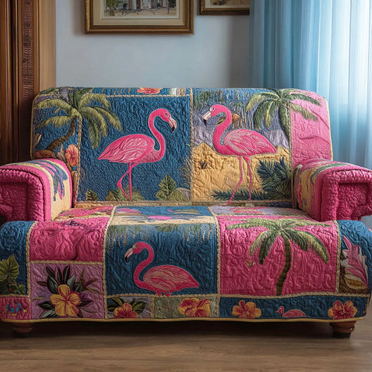 Palm Flamingo Quilted Sofa Cover NCU0TD2205