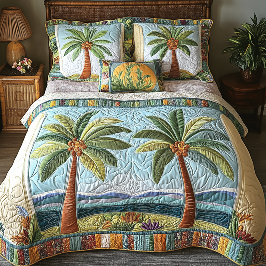 Palm Haven 3-Piece Quilted Bedding Set NCU0VH4887