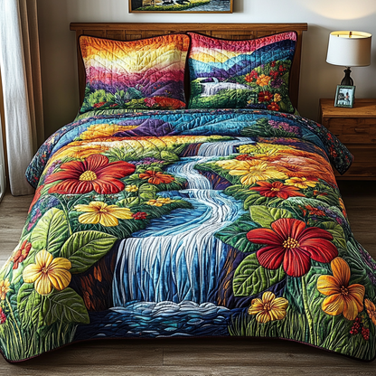 Palm Horizon 3-Piece Quilted Bedding Set NCU0VL2433