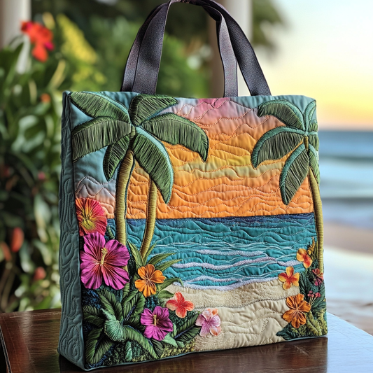 Palm Horizon Quilted Tote Bag NCU0VL2745