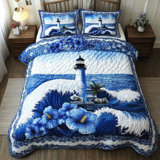 Palm Light 3-Piece Quilted Bedding Set NCU0NT7249