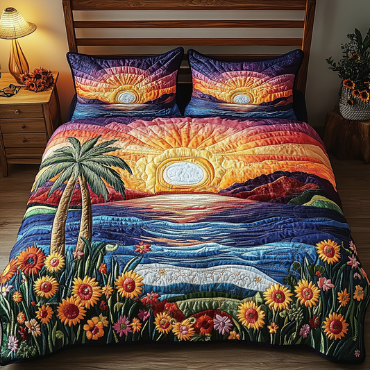 Palm Paradise 3-Piece Quilted Bedding Set NCU0VL1822