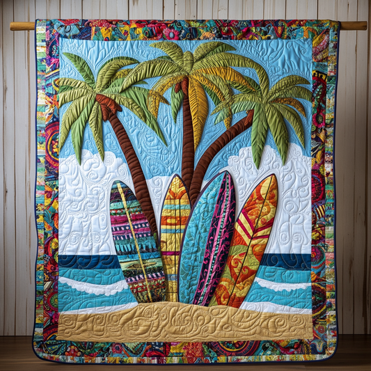 Palm Surfscape Quilted Blanket NCU0VL2710