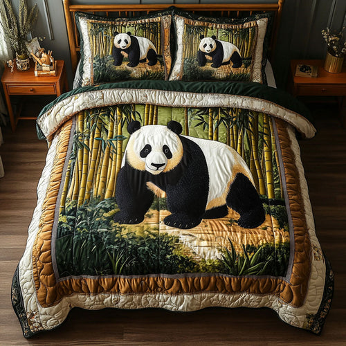 Panda Bamboo Forest 3-Piece Quilted Bedding Set NCU0NT3055