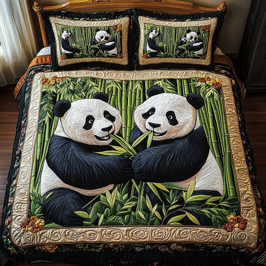 Panda Duo Bliss 3-Piece Quilted Bedding Set NCU0NT2877