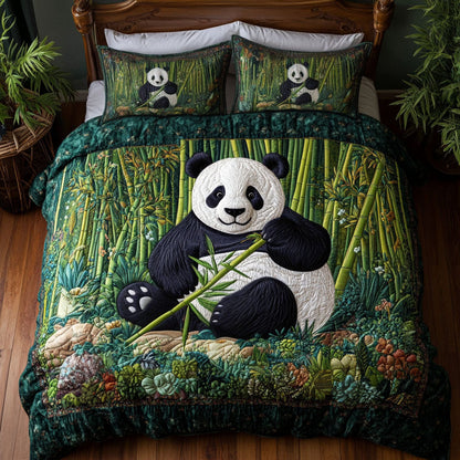 Panda Garden Peace 3-Piece Quilted Bedding Set NCU0NT3056