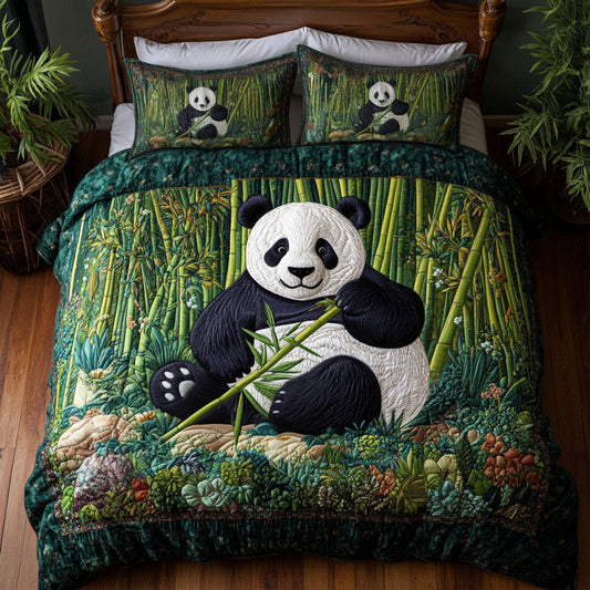 Panda Garden Peace 3-Piece Quilted Bedding Set NCU0NT3056