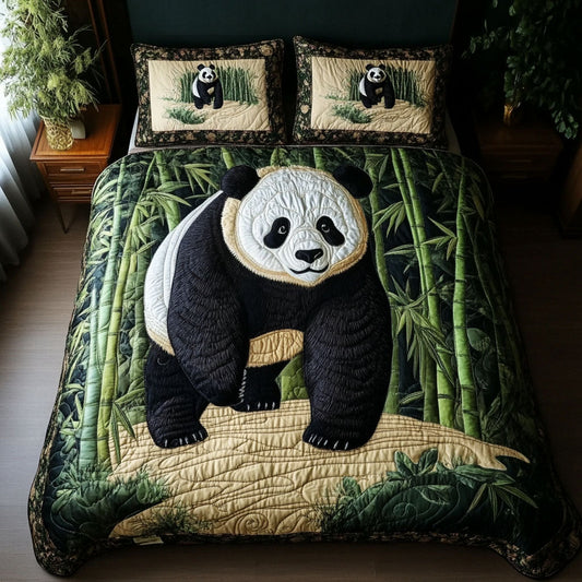 Panda Green Haven 3-Piece Quilted Bedding Set NCU0NT3057