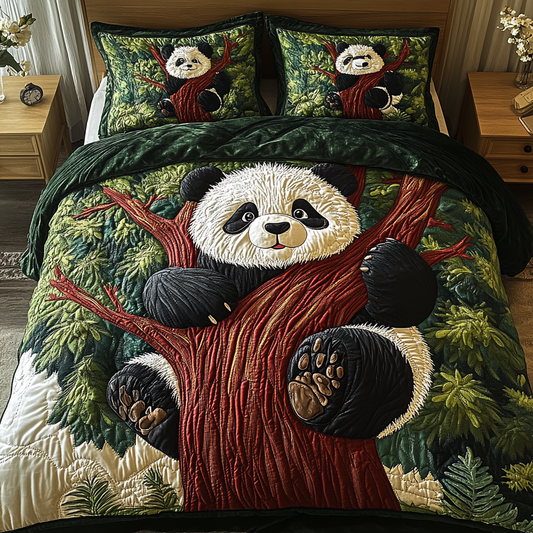 Panda Haven 3-Piece Quilted Bedding Set NCU0VH1966
