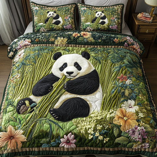 Panda Paradise 3-Piece Quilted Bedding Set NCU0NT2878