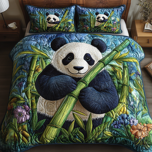 Panda Paradise 3-Piece Quilted Bedding Set NCU0VH1968