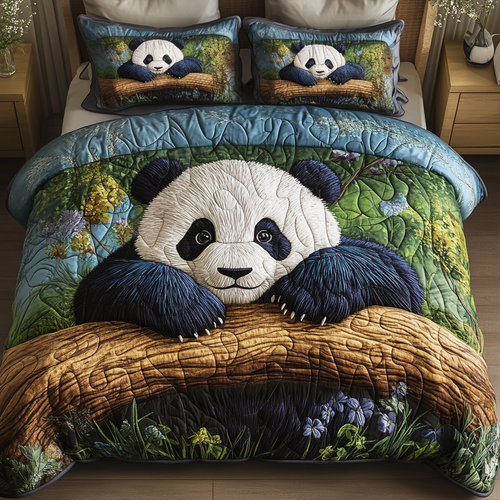 Panda Retreat 3-Piece Quilted Bedding Set NCU0VH1971