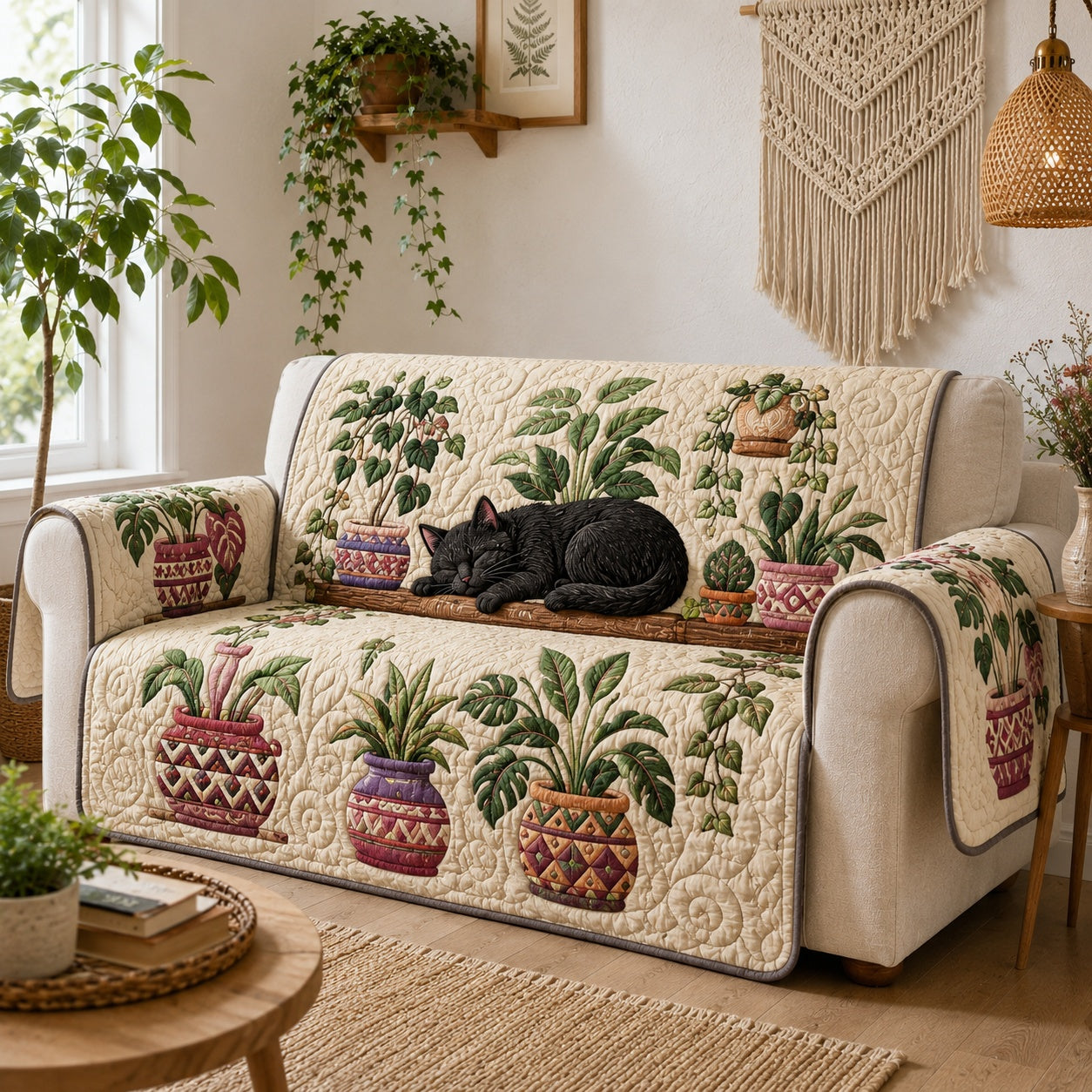 Panther Botanical Slumber Quilted Sofa Cover NCU0VL3923