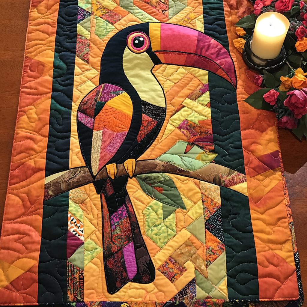 Paradise Bird Quilted Table Runner NCU0VH5273