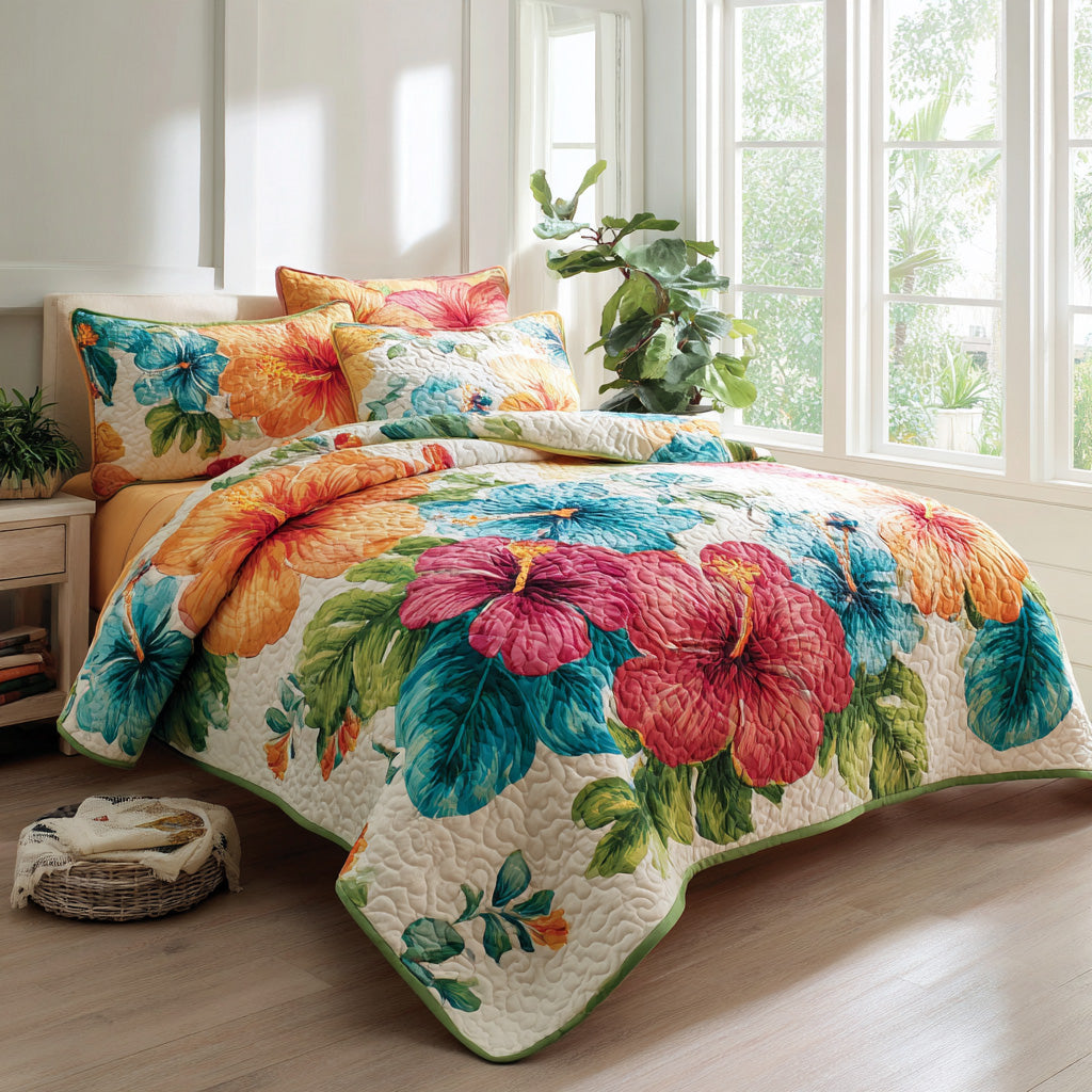 Paradise Bloom 3-Piece Quilted Bedding Set NCU0VL3460