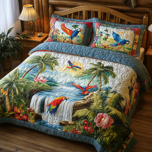 Paradise Flow 3-Piece Quilted Bedding Set NCU0VL2431
