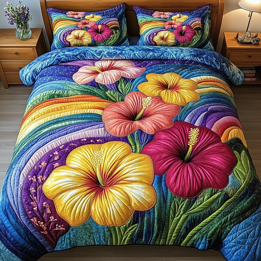 Paradise Flower 3-Piece Quilted Bedding Set NCU0DK5702