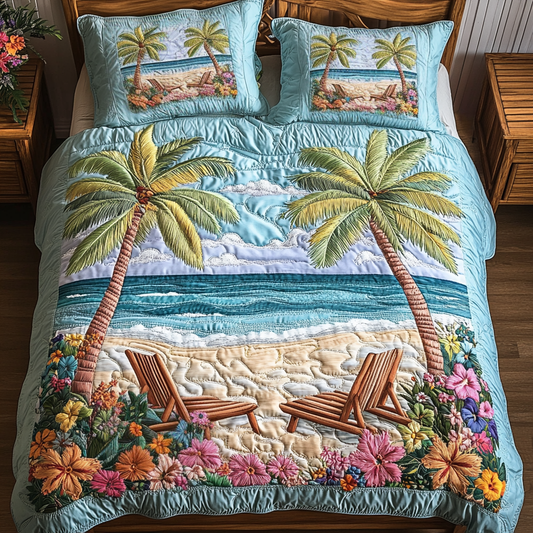 Paradise Found 3-Piece Quilted Bedding Set NCU0VH5015