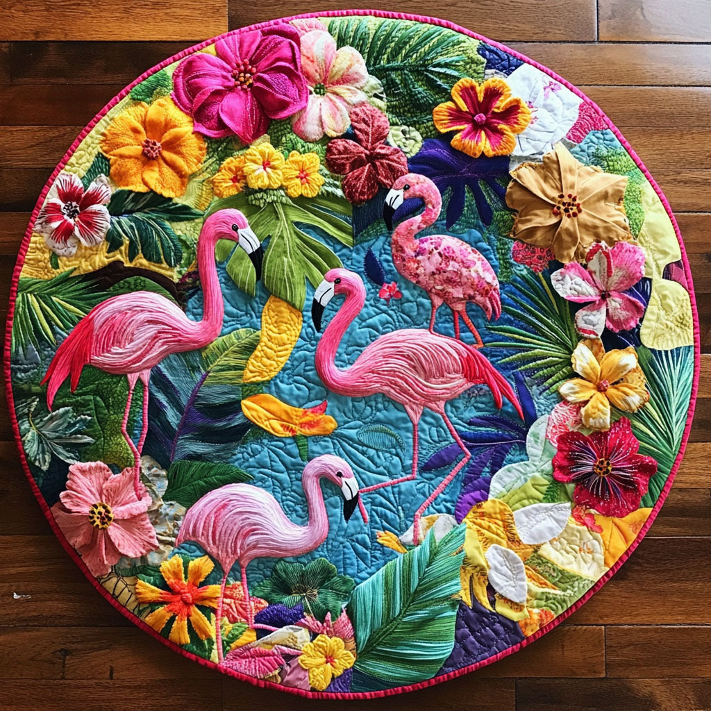 Paradise Gathering Quilted Round Mat NCU0NT4942