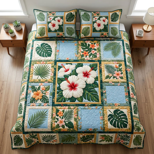 Paradise Hibiscus 3-Piece Quilted Bedding Set NCU0TD2611