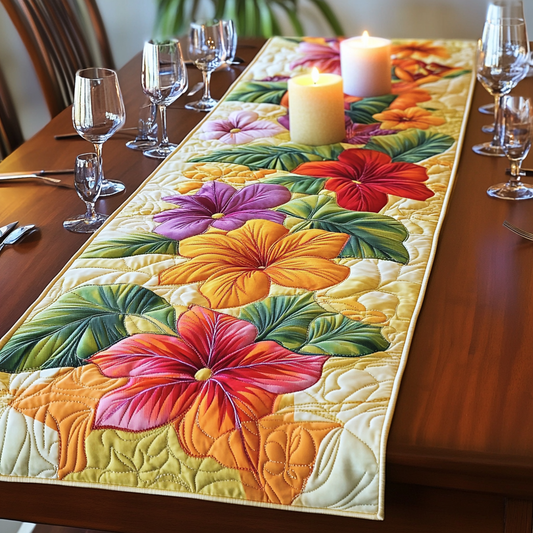 Paradise Hibiscus Quilted Table Runner NCU0VH4904