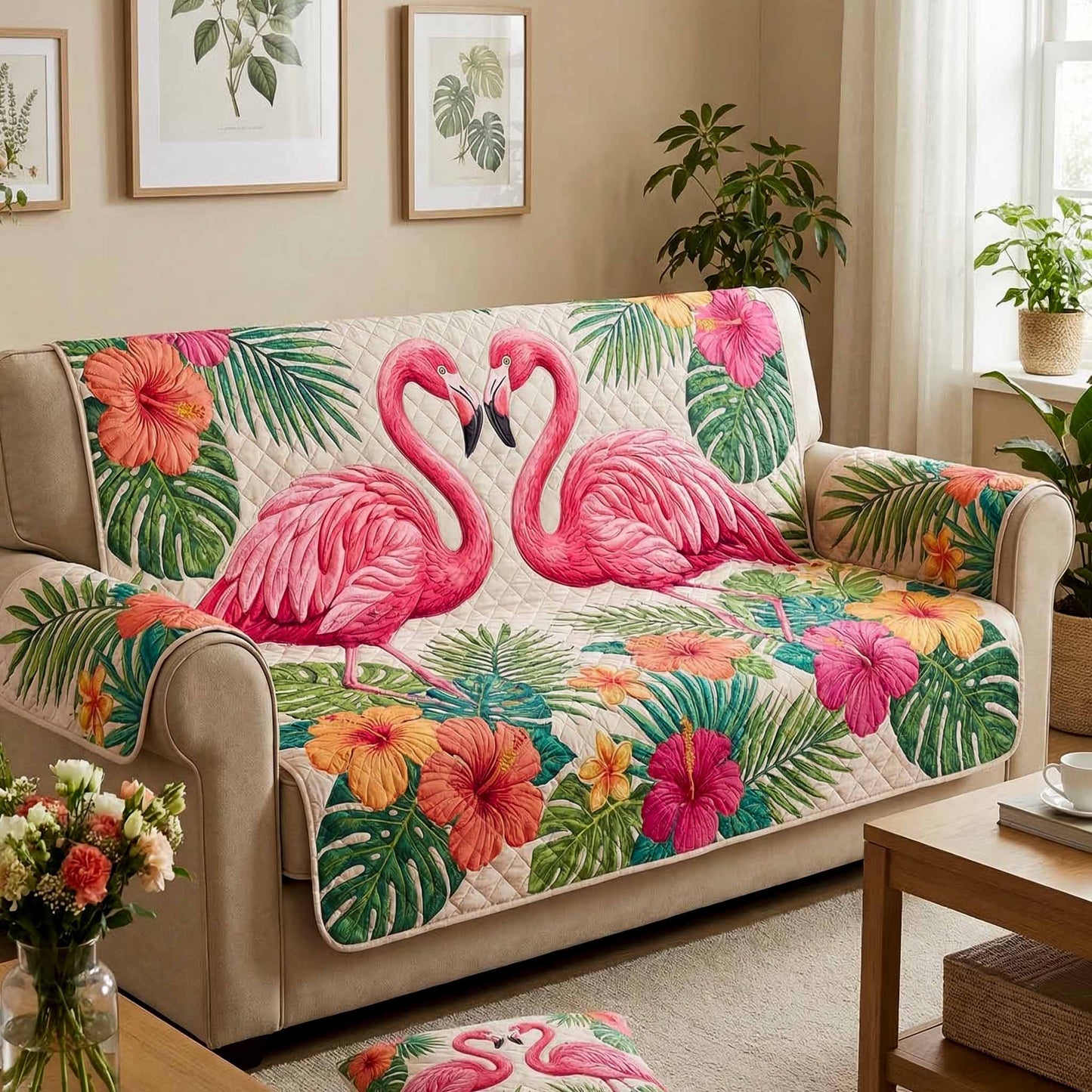 Paradise Pair Quilted Sofa Cover NCU0XD2606