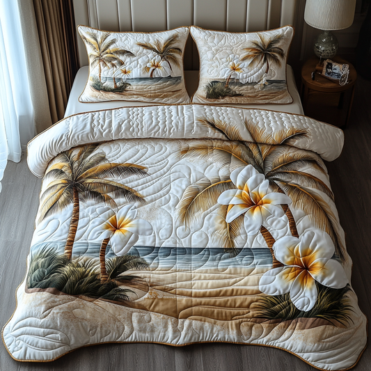 Paradise Petals 3-Piece Quilted Bedding Set NCU0DV5213